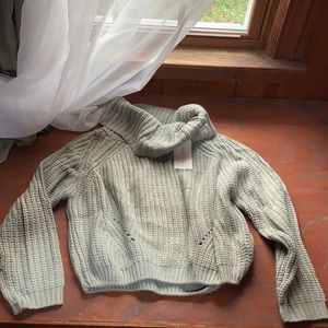 Sage green, Moon & Madison sweater collection, cowl neck thick soft knit.